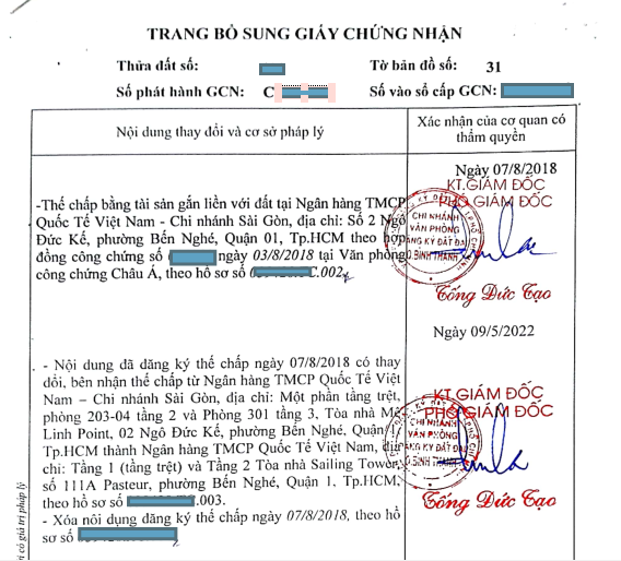 HỒ SƠ, THỦ TỤC XÓA THẾ CHẤP TẠI QUẬN BÌNH THẠNH Giay sau khi xoa the chap - HỒ SƠ, THỦ TỤC XÓA THẾ CHẤP TẠI QUẬN BÌNH THẠNH