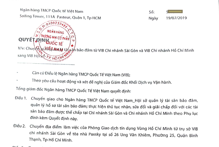 Quyet dinh chuyen giao tai san dam bao - HỒ SƠ, THỦ TỤC X&Oacute;A THẾ CHẤP TẠI QUẬN B&Igrave;NH THẠNH