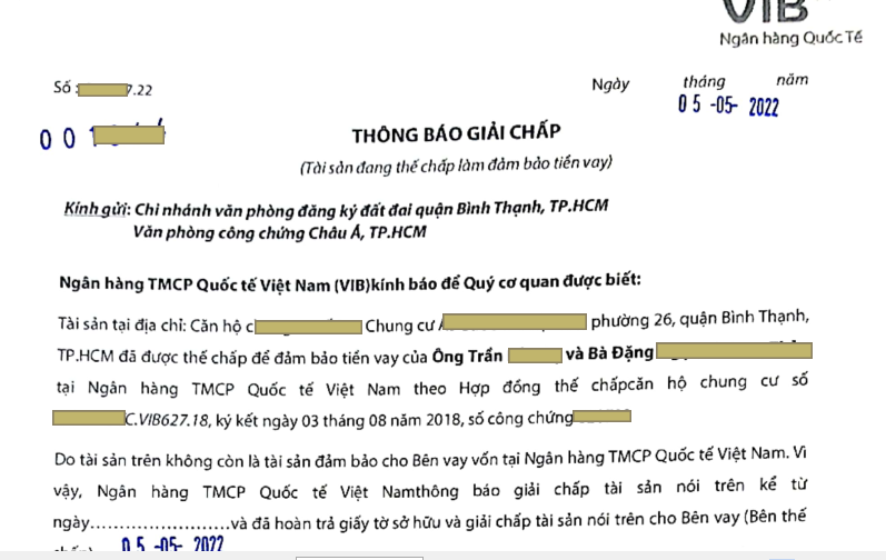 HỒ SƠ, THỦ TỤC XÓA THẾ CHẤP TẠI QUẬN BÌNH THẠNH Thong bao giai chap - HỒ SƠ, THỦ TỤC XÓA THẾ CHẤP TẠI QUẬN BÌNH THẠNH